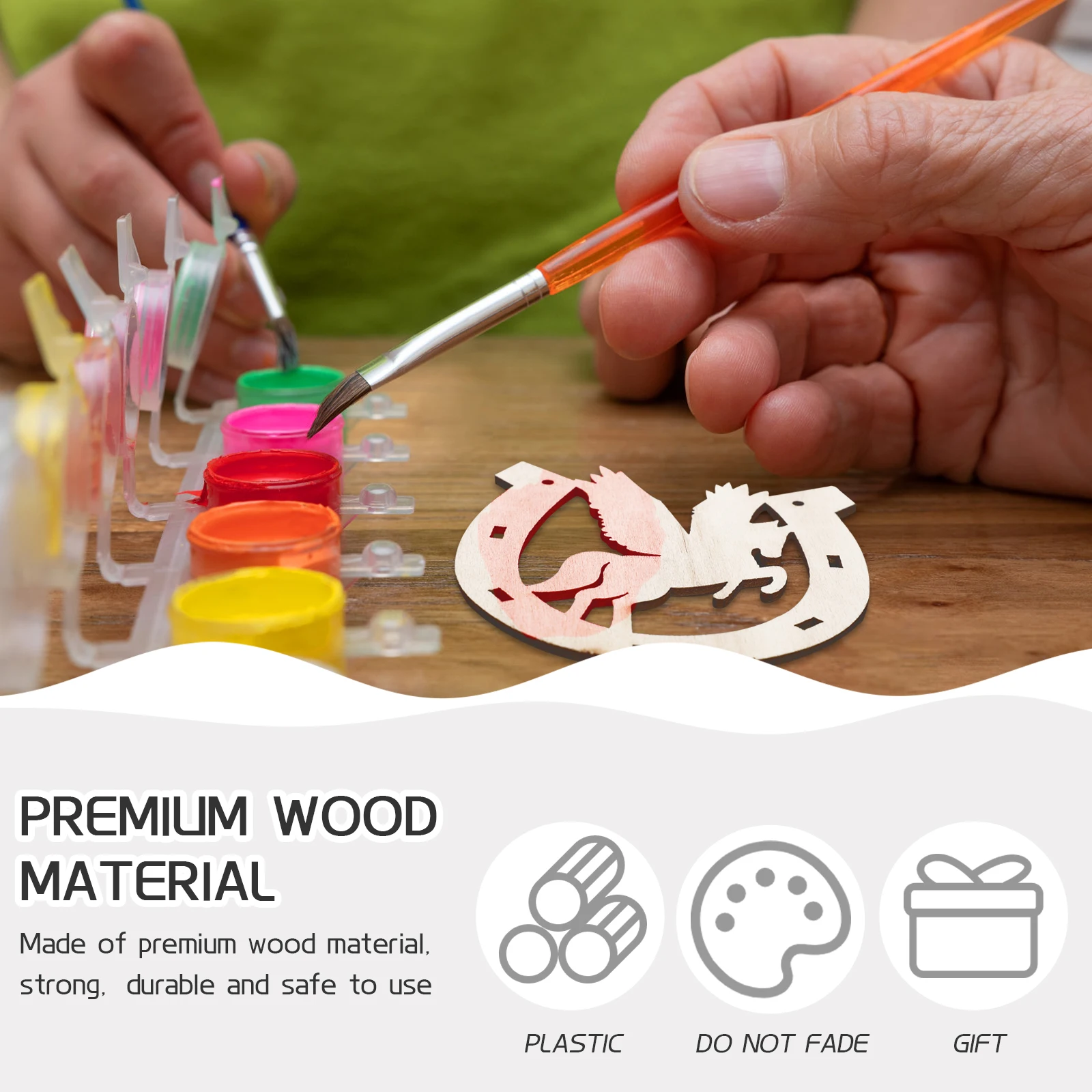 

36pcs Horseshoe Shaped Wood Chips Doodle DIY Cutout Decor Unfinished Slices Home Accessories Graffiti Toys Kids Creativity