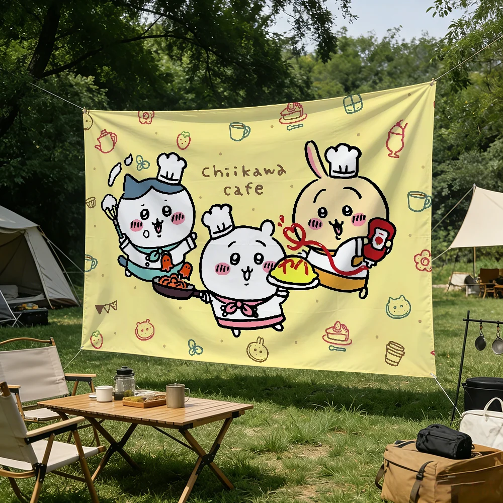 Cartoon C-Chiikawa-S Niedliche Flagge für Wohnzimmer, Zuhause, Wohnheim, Dekoration, Wand, Outdoor, Camping, Party, Banner, Geschenke – Detail 8