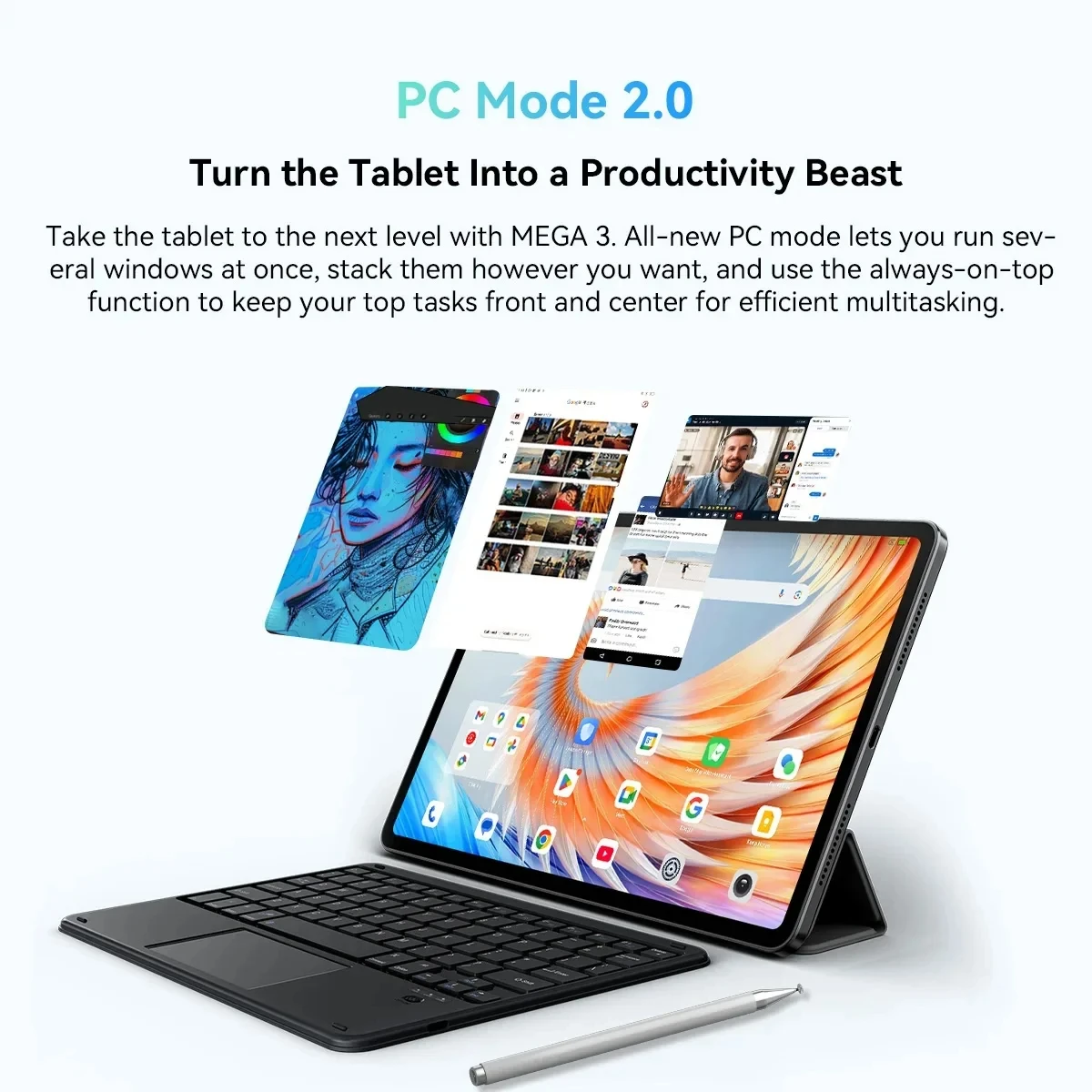 Tablet Blackview MEGA 3 2025 Android 15 Pad 12.1" Display 2.5K 90Hz 12GB 256GB 8800mAh Tablet PC Ricarica rapida 33W Fotocamera 50MP