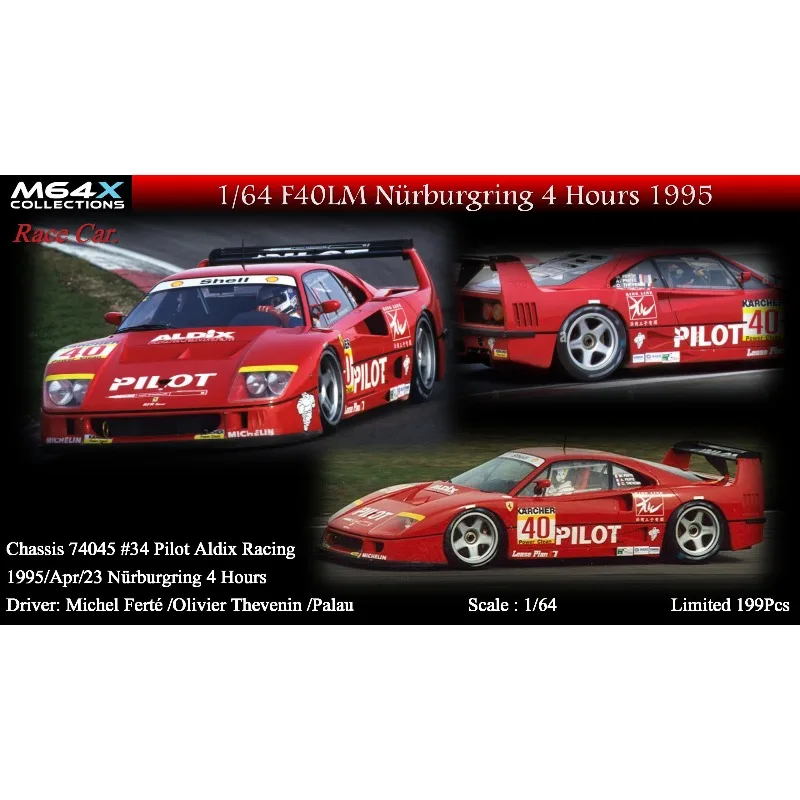 

M64X 1:64 Classic F40 LM Гоночный автомобиль, литая под давлением модель автомобиля из смолы, подарочная игрушка на фестиваль мальчика, коллекционное украшение для взрослых.