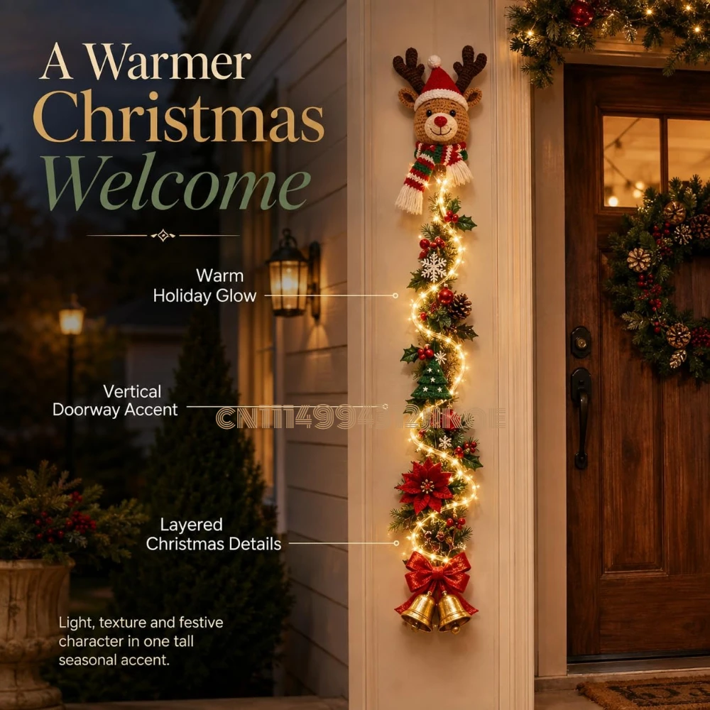 Glowing Christmas Door Hanger，Large Lighted Christmas Tree Door Decor, Perfect for Front Doors, Porches and Walls view 3