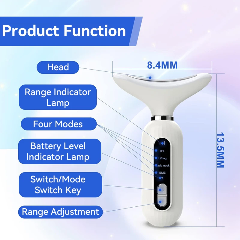 جهاز تجميل الوجه والرقبة، آلة شد الوجه، الذقن المزدوجة LED المضادة للتجاعيد، مزيل الذقن المزدوجة، تدليك الوجه