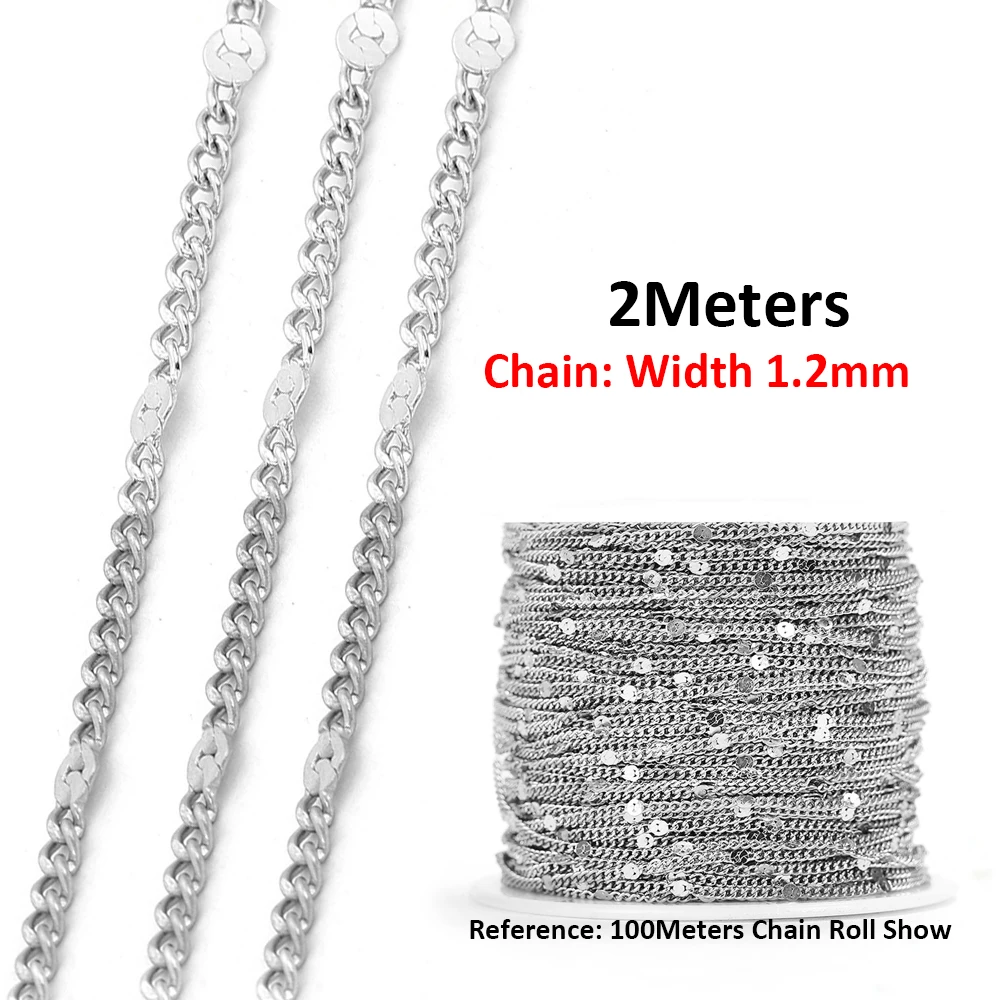 Kein Verblassen, 2 Meter Edelstahlketten für die Schmuckherstellung, DIY-Halskette, Armband, Zubehör, Goldkette, Lippen, Perlen, Perlenkette – Detail 22