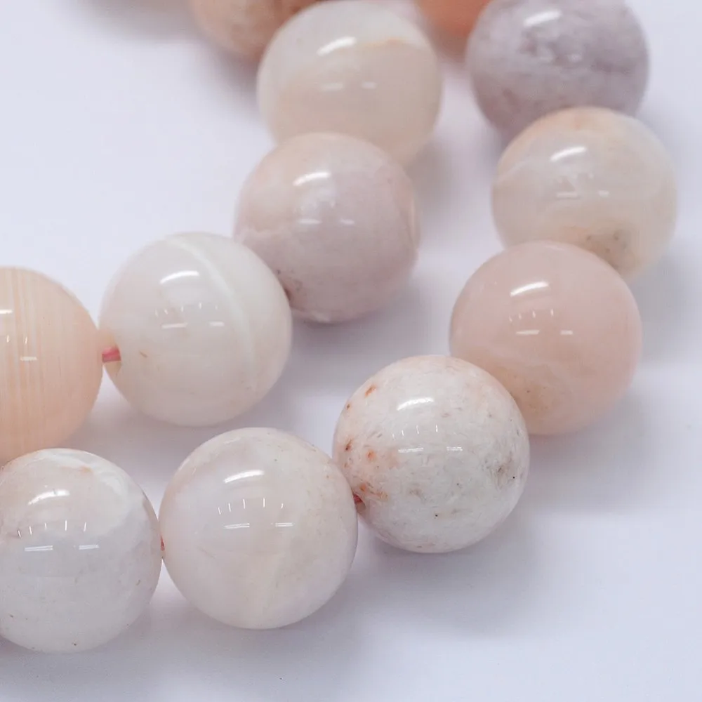 PandaHall 1 Strang Natürliche Kirschblüten-Achat Runde Perlen, Verschiedene Größen 10mm 12mm 14mm für Halsketten Armbänder Schmuckherstellung – Detail 1