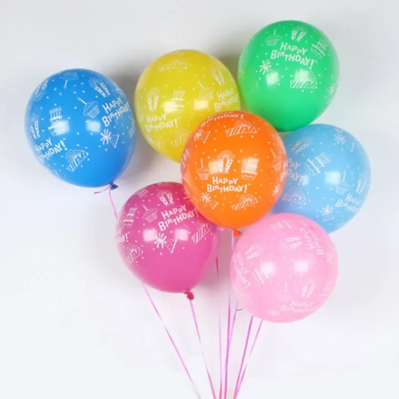 10pcs/lot 12 Inch Birthday Latex Printed Balloons Children's Birthday Party Balloons Baby Shower Happy Birthday Party Supplies