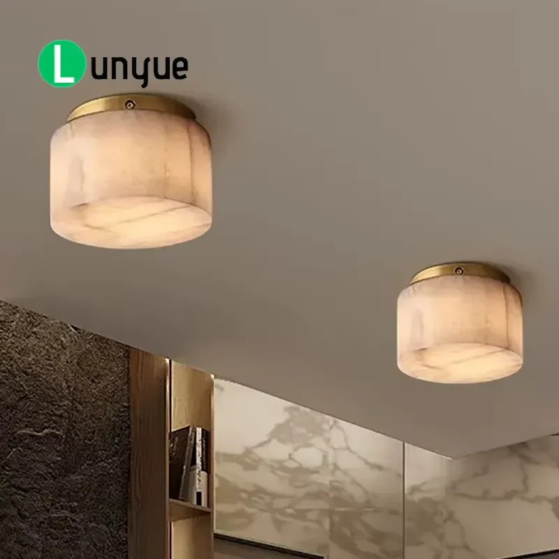 Modern Brass Alabaster LED Ceiling Light for Residential Villa Custom Design Professional Supplier High Quality Lighting