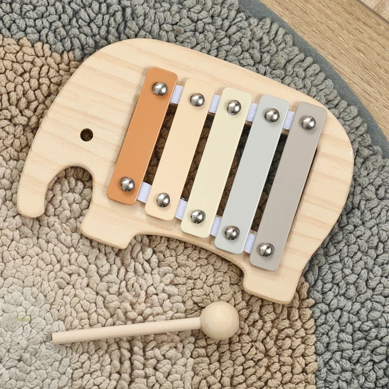 Children Montessori Cartoon Elephant Percussion Instrument Xylophone Toys Early Sensory Educational Musical Instruments Gift