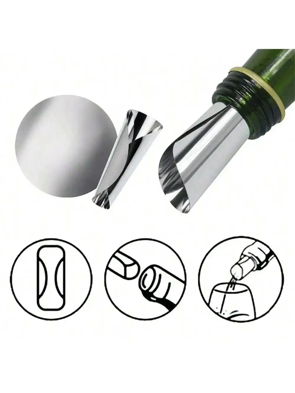 Weinausgießscheibe, Scheibe, Partyzubehör, Drop Stop, Ausgießer, Karten, 7,6 cm, flexibel, zusammenklappbar, Barzubehör – Detail 4