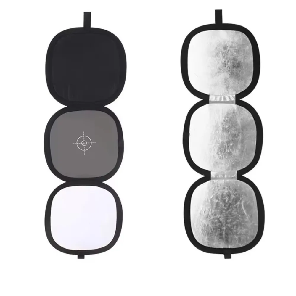 

Two Sides Trifold Reflector Collapsible Disc 18% Reference Gray/White Balance Card Light Diffuser 3in1 Focus Board