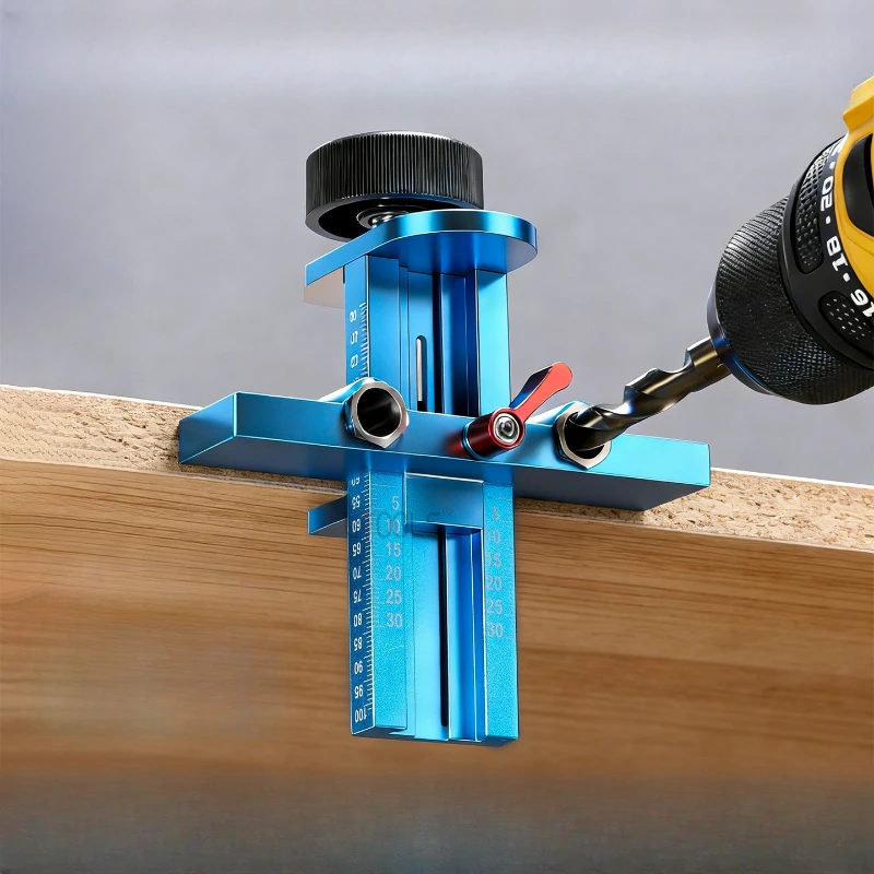 Double Hole Rebound Device Drilling Locator Aluminum Alloy 3 in 1 Installation Fixture Woodworking Cabinet Door Adjustment Tools