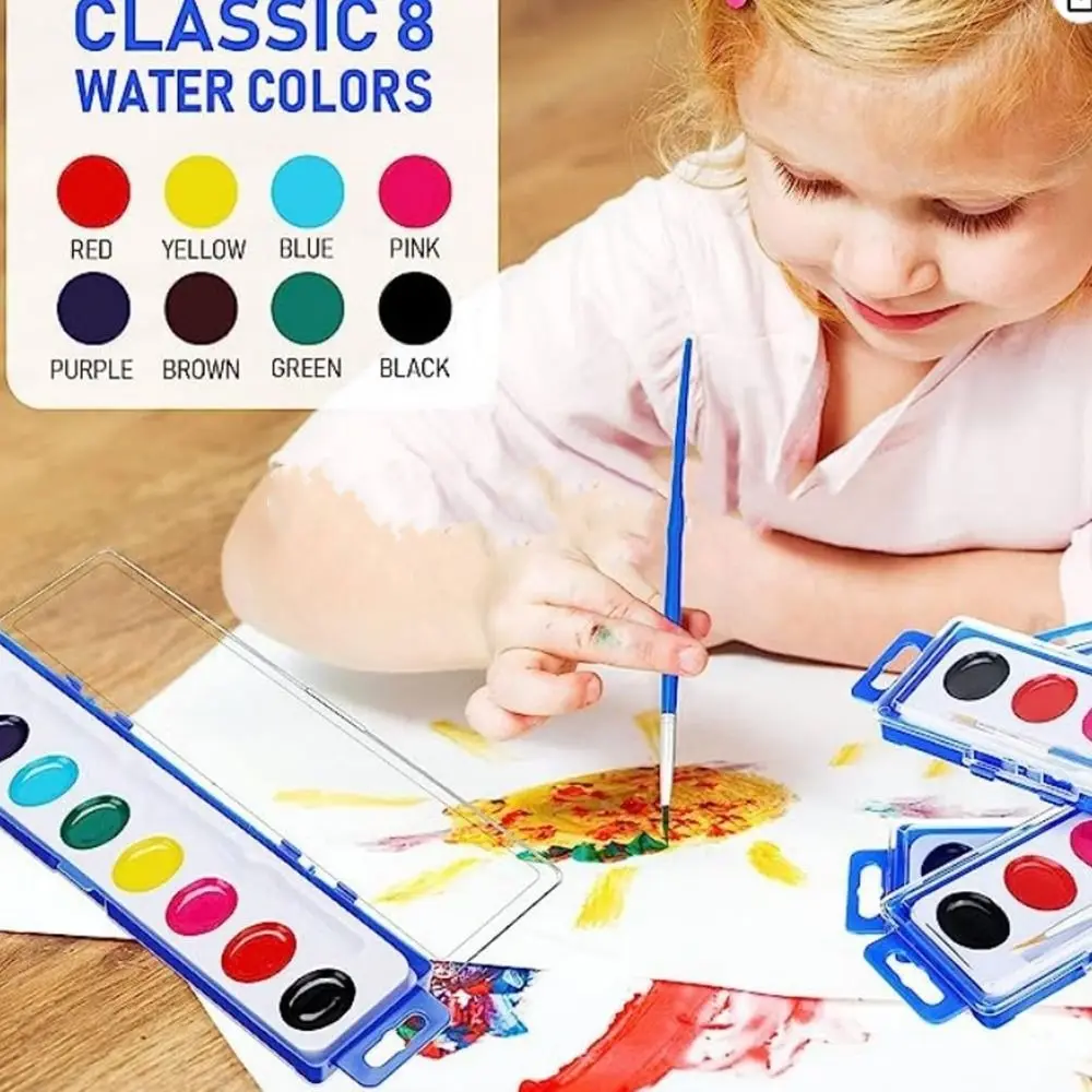 Washable Watercolor Paint Set With Water Brush Pen 8/12/16 Colors Watercolor Paint Palette Portable Water Color Paints