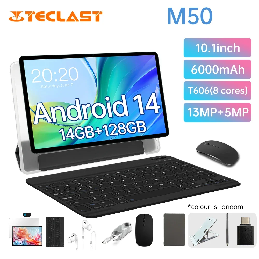 Teclast M50 2024 Tablet (Unisoc T606 8-Core 2.0Ghz/14Gb (6Gb + 8Gb) Ram/128Gb Rom/10.1 Inch 1280*800 Toetsenbord, Accessoires Bundel