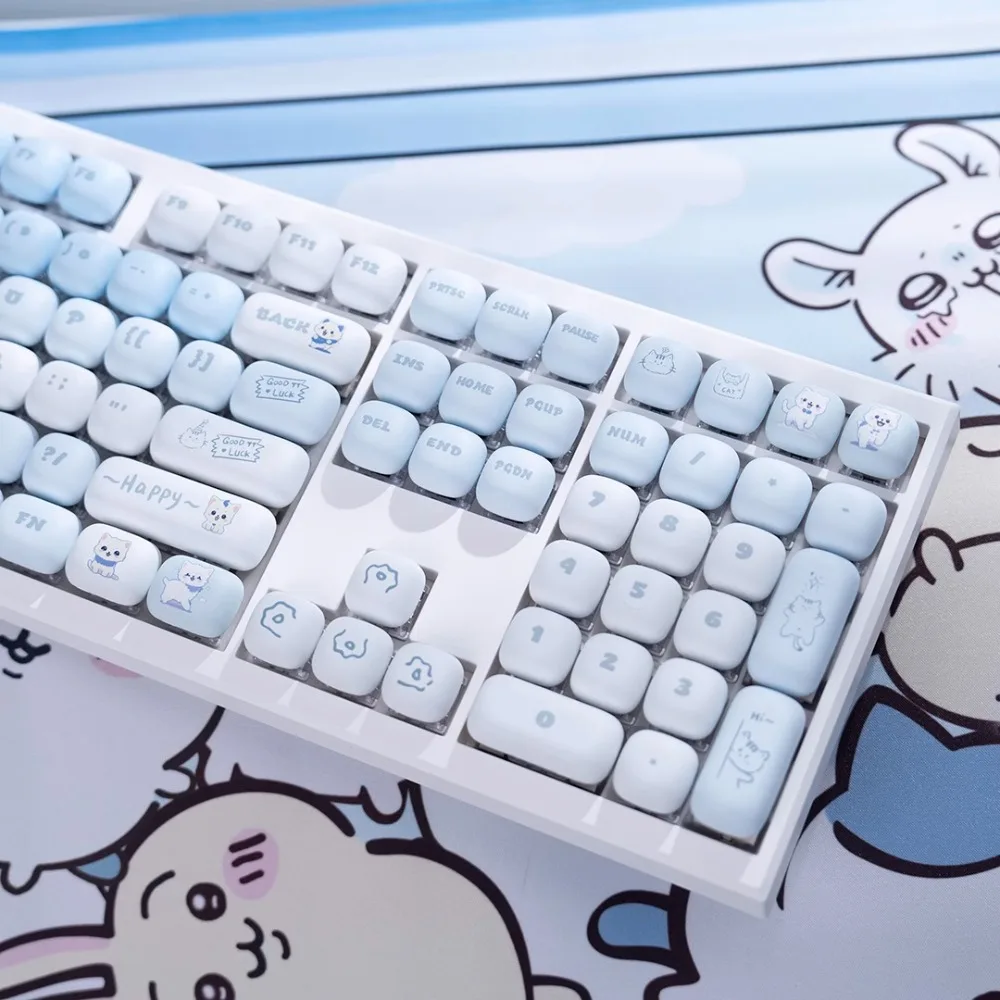 

Blue cat bread keycap MOG height pbt material suitable for wireless keyboards such as HI75 61 84 96 98 99 104 F87