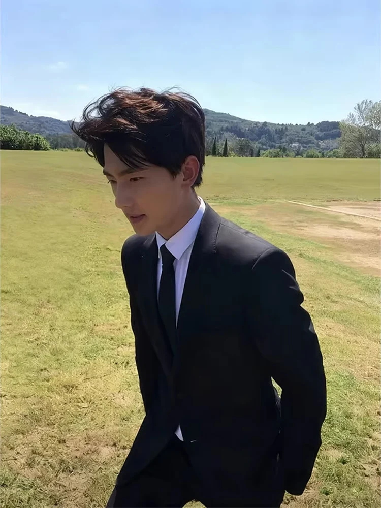 

Bla Casual Tailored Jaet for Men Youthful Vitali Sle Loose Fit Polyester Cotton Blend Long Sve Single Button