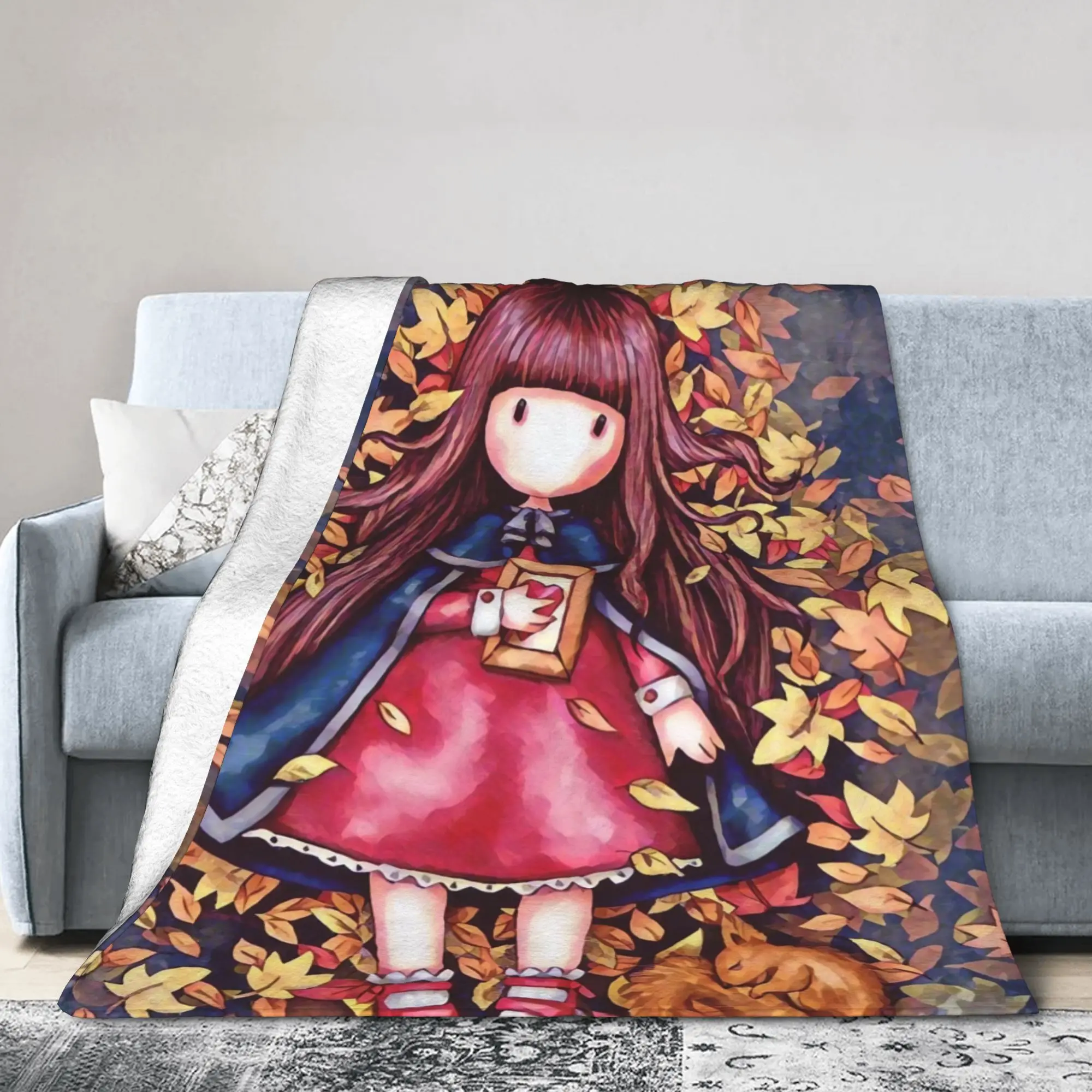 S-Santoro G-Gorjuss Knitted Blanket Cute Girl Plush Throw Blanket Bedroom Sofa Personalised Ultra-Soft Warm Bedspreads,