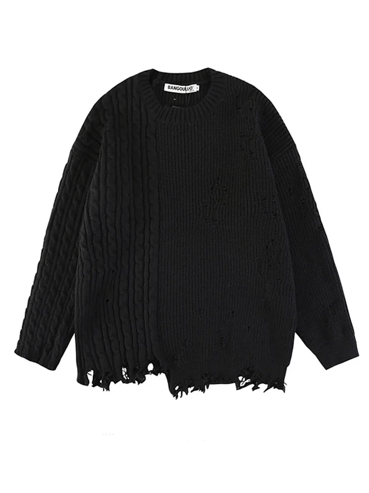 

Autumn Winter Woman Harajuku Fashion Vintage Solid Color O-Neck Pullover Long Sleeve Baddie Style Knitwear Design Y2k Sweater