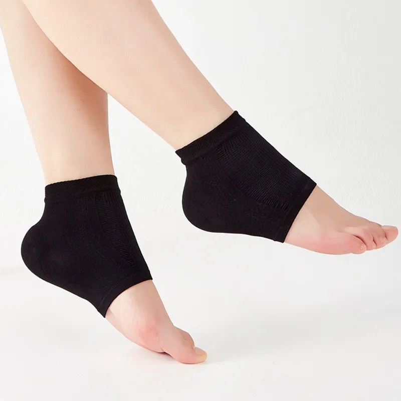 Schwarze/Nude Fersen-Schutzsocken aus Gel-Silikon, Fußabdeckung, feuchtigkeitsspendend, abriebfest, rissverhindernd, halbe Socken-Fersenabdeckung – Detail 6