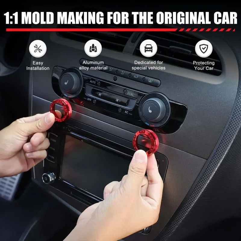 

Aluminum Alloy Car Central Control Air Conditioning Knob Decorative Ring Cover Interior Car Accessories For SEAT Leon MK2 08-12