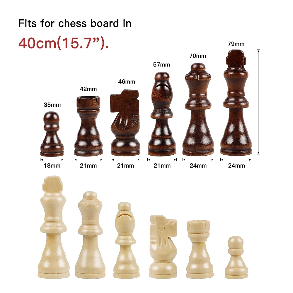 

32pcs International Chess Pieces Wood Chess Game Replacement