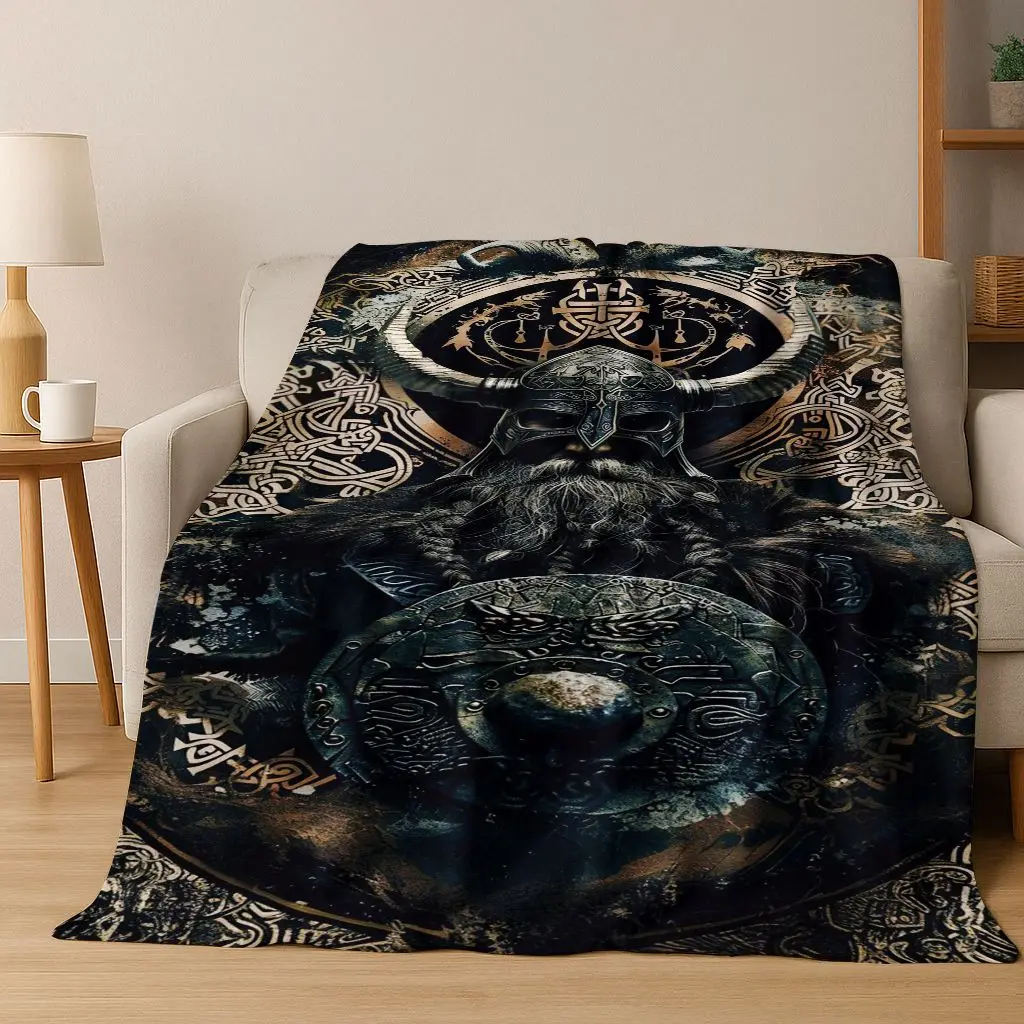 

Nordic Viking Warrior Symbol Valhalla Valknut Rune Flannel Blanket,Cozy Soft Throw Blanket for Home Bedroom Bed Sofa Cover Gift