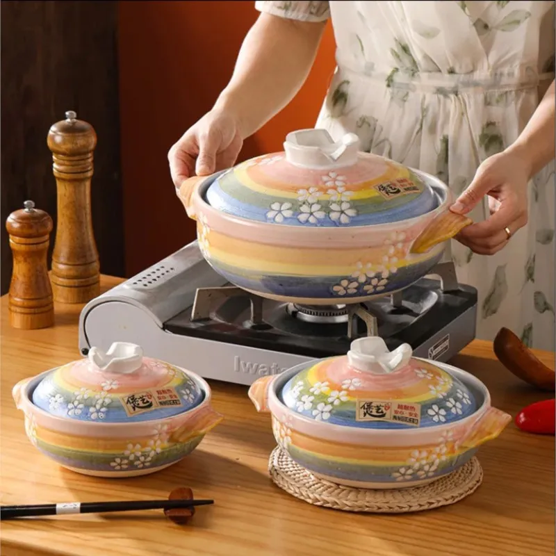 Japanese Style Casserole Explosion-proof Gas Stove Kitchen Casserole Heat Resistant Shallow Mouth Ceramic Rice Casserole ZI584