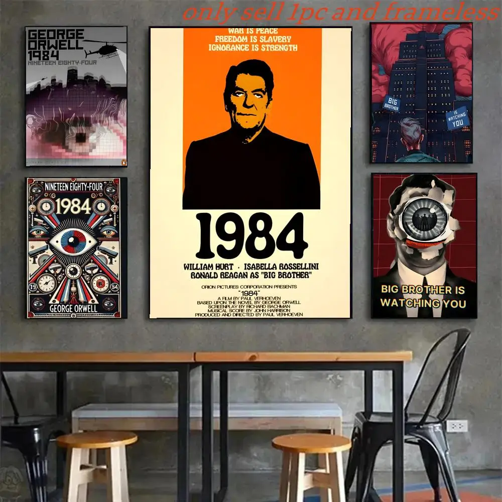 Pôster de arte do filme clássico Dystopia N-Nineteen Eighty-Four 1 com impressões, decoração para casa, quarto, sala de estar, presente