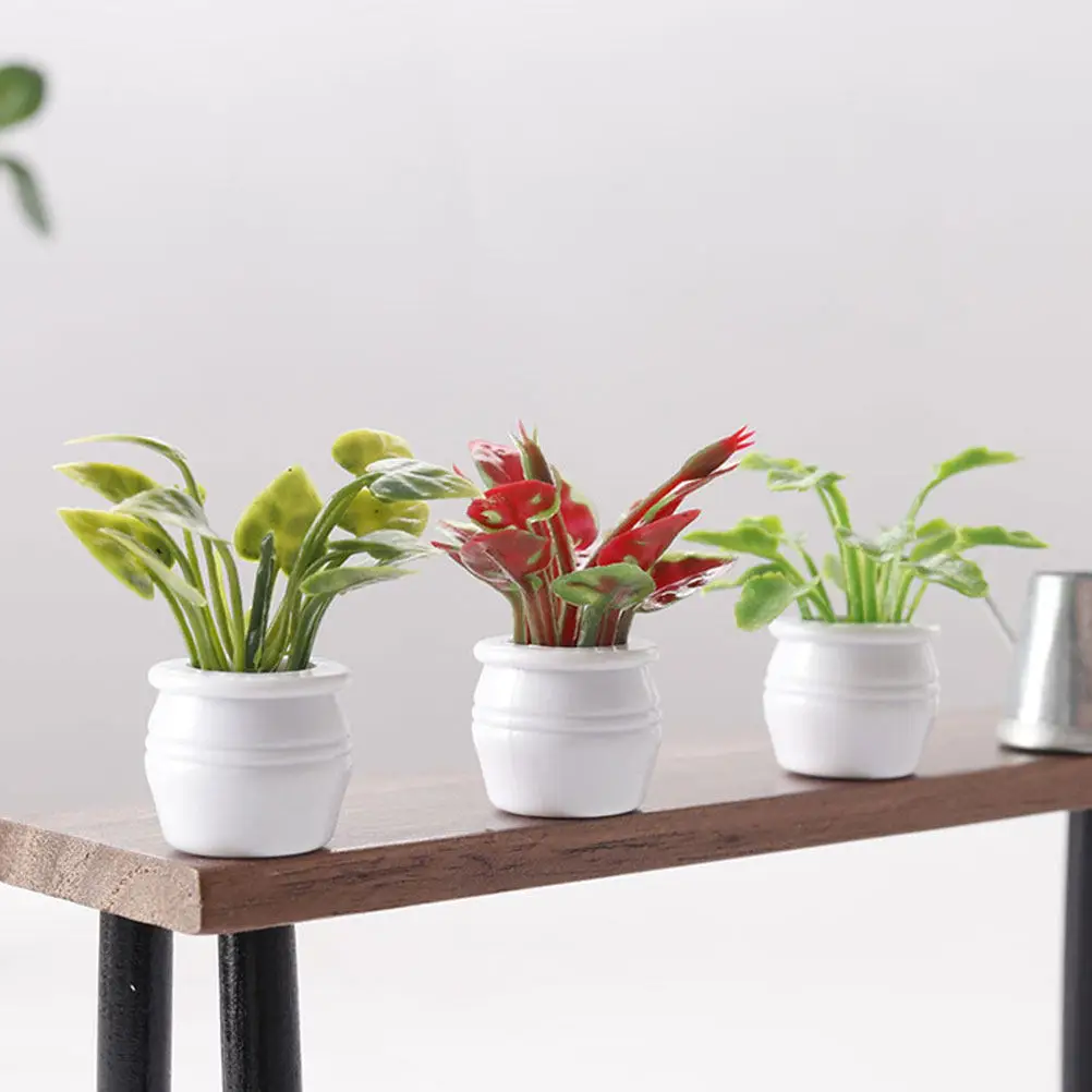 

3Pcs Miniature Potted Bonsai Plants Mini Home Accessories Dollhouse Tiny Green Plant Decor Micro Landscape Bonsai Adornments