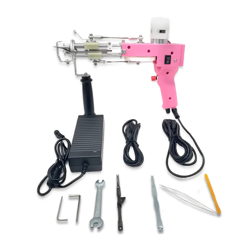 2 in 1 Pink Tufting Gun Cut Pile and Loop Pile Electric Carpet Rug Guns Carpet Weaving Knitting Machine for DIY Knitting