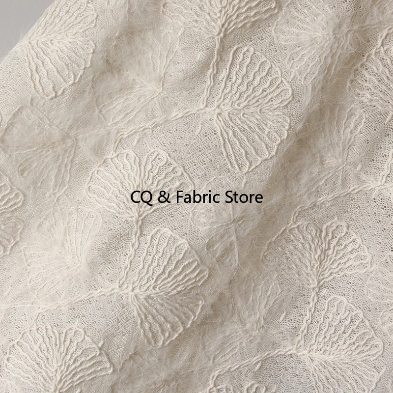 

3D Fan Embroidery Lace Fabric Dress Home Clothing Embroidered Cloth Designer Fabric By The Yard
