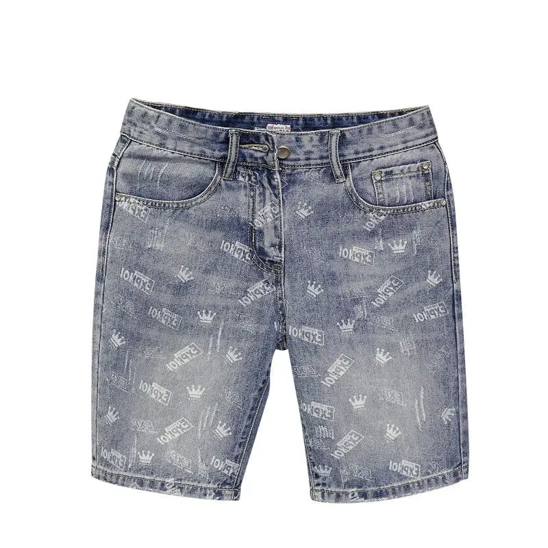 22 Year Denim Shorts Men\'s Summer Korean Style Printed Korean Style Casual Pants