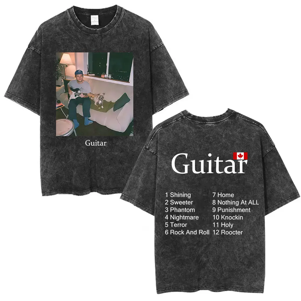 

Alex G June Guitar Headlights Album 2025 Washed Vintage T-shirt Men Women Fashion Casual T Shirt Male Oversized Cotton T-shirts