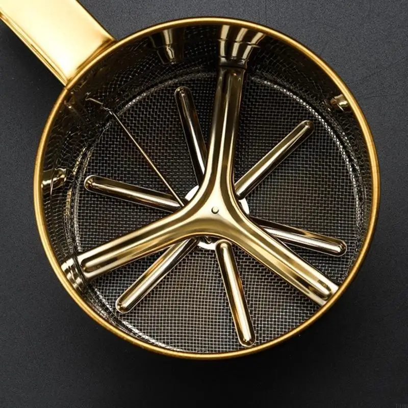 F19B Handheld Flour Sifter Stainless Steel Mesh Sieve Cup Sugar Bake Tool Hand-pressed Hand-pressed Bakeware Sifters