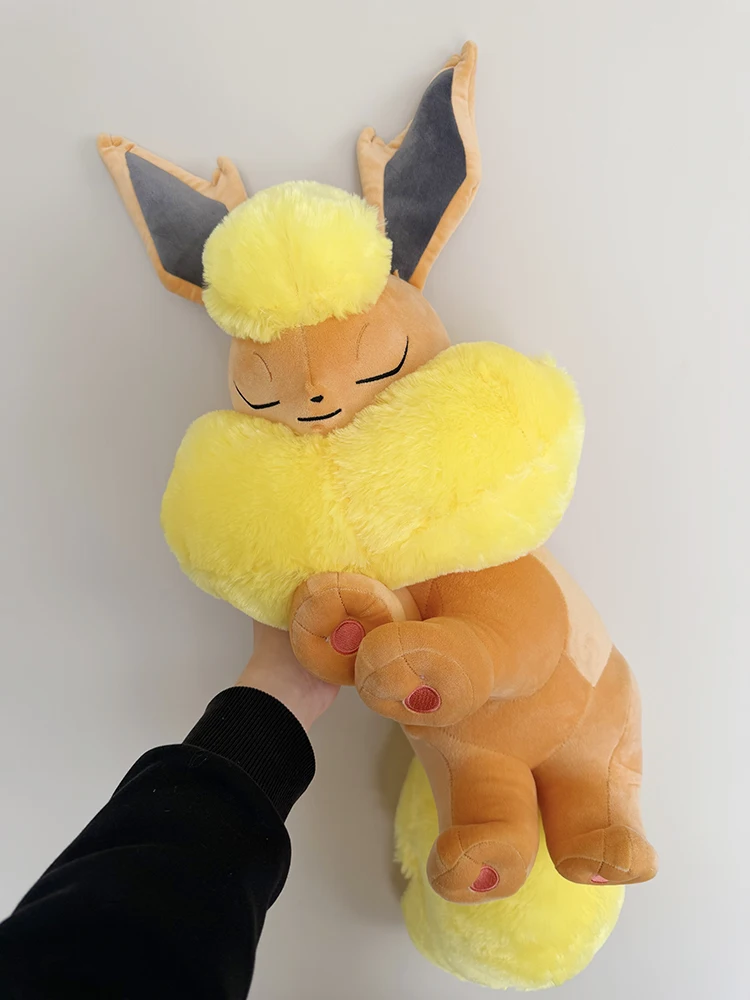 new-style-sleeping-flareon-plush-soft-pokemon-toy-eevee-evolution-doll-cartoon-animals-pillow-gift