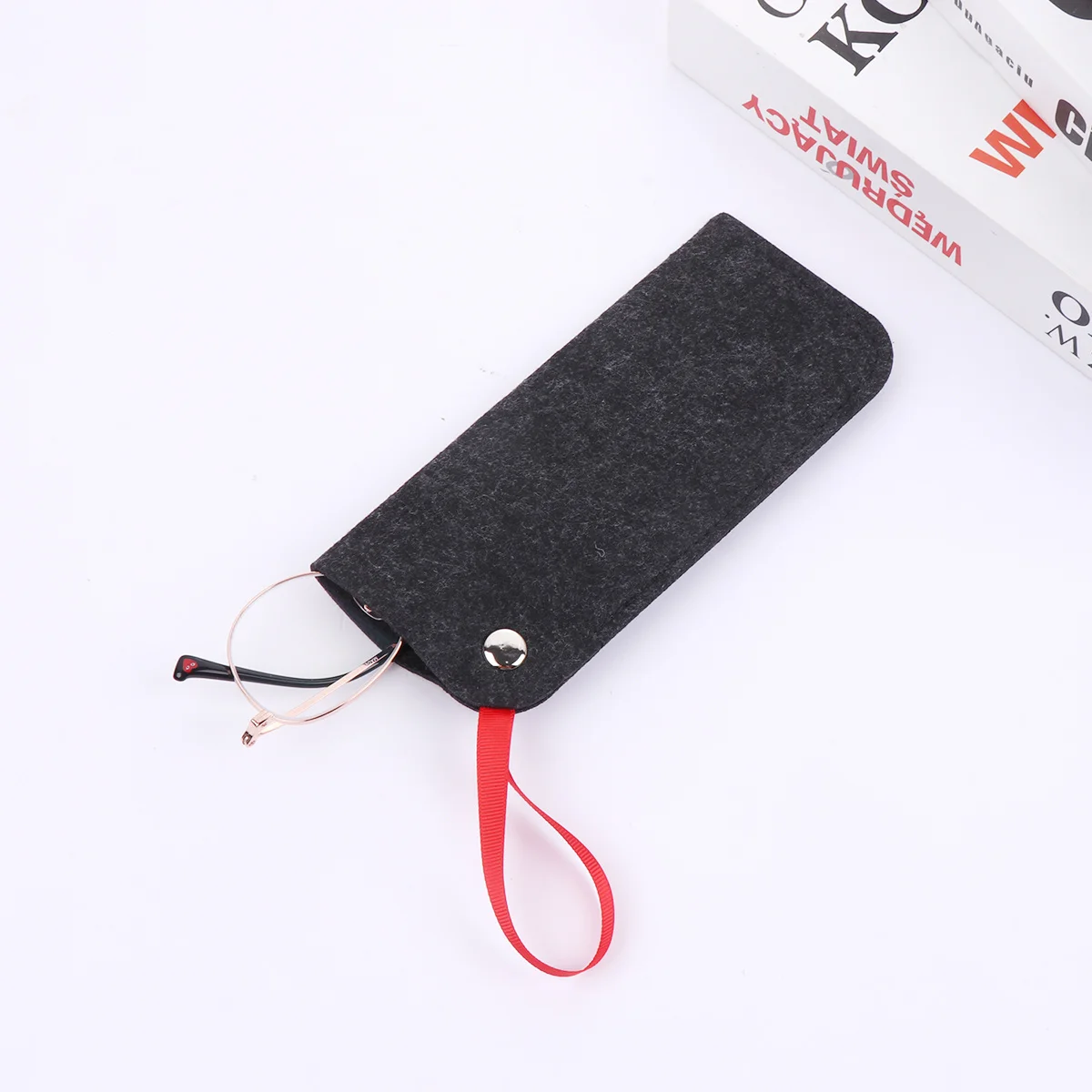 

2Pcs Felt Eyeglasses Pouches Fashion Sunglasses Case Mobile Phone Jewelry Storage Bag Black Durable Nonbreaking Wearresistant
