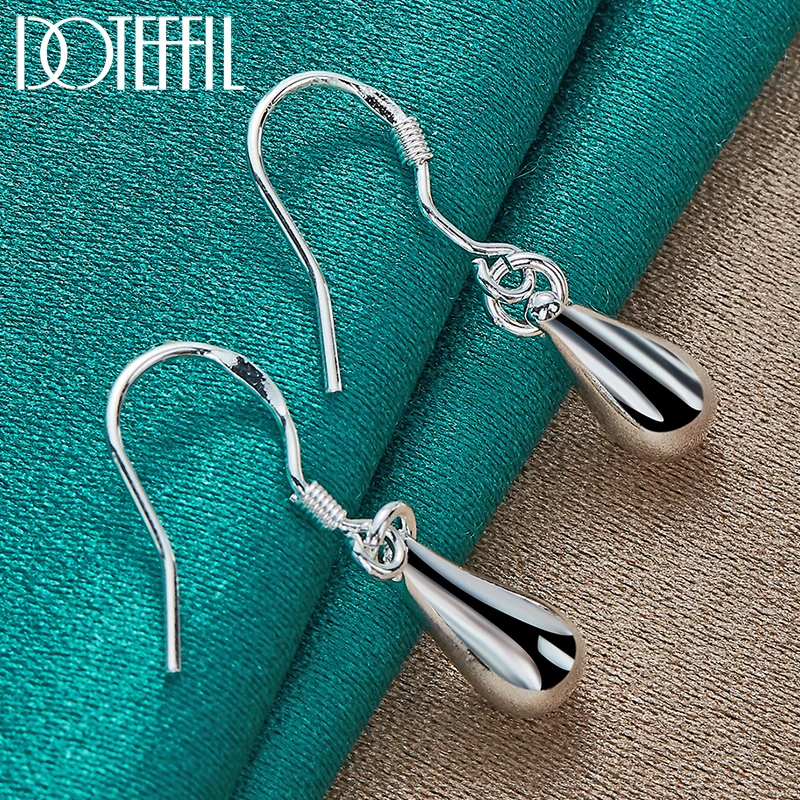 

DOTEFFIL 925 Sterling Silver Water Droplets Raindrops Drop Earrings For Woman Wedding Engagement Party Fashion Charm Jewelry