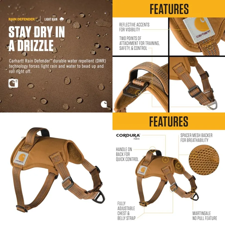

Nylon Duck No Pull Dog Harness, Fully Adjustable Dog Harness with Quick Control Handle and Reflective Accents, Brown, X