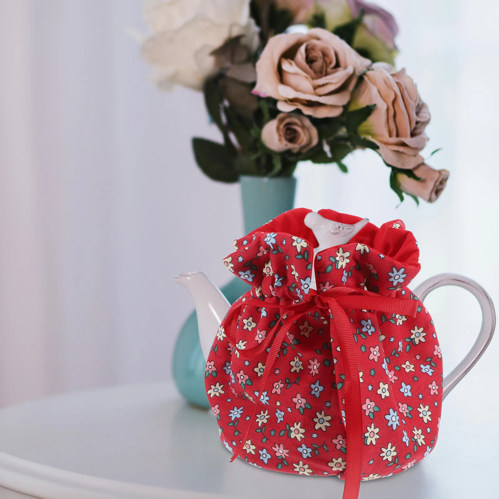 Thick Insulated Tea Cozy Teapot Cover Kettle Warmer Dust Proof Heat Resistant Cork Cotton Fabric Long-Lasting Warmth Retention