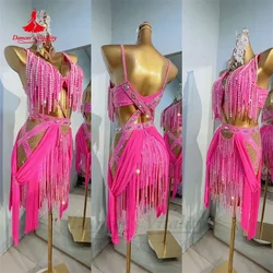 Vestido de actuación de baile latino para mujer, ropa de competición de Rumba, Chacha, Tango, falda para adultos y niños, vestidos Latinos