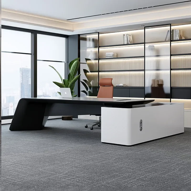 paint boss desk light luxury high end short play office desk leader president desk and chair combination