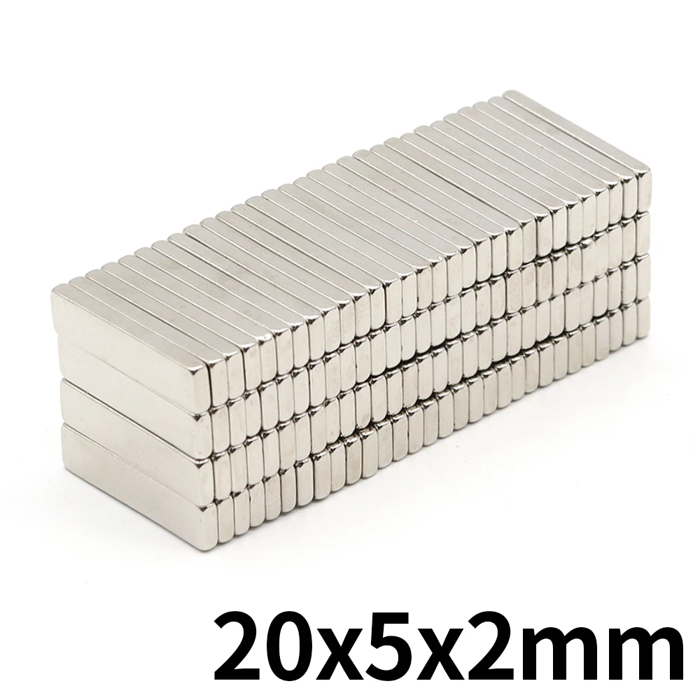 Neodymium Magnet 20x5x2mm Block NdFeB N35 Super Powerful imanes Permanent Magnetic 20*5*2 10/20/50/100Pcs