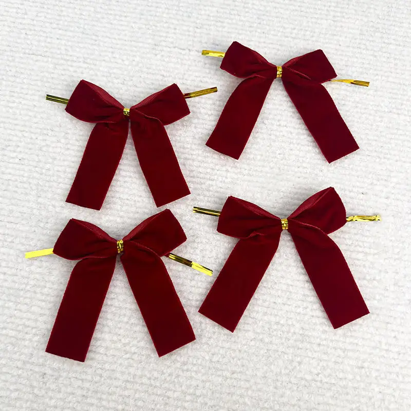 Picture 6: 12Pcs Velvet Ribbon Bows Handmade Christmas Tree Hanging Decorations Wreath Gift Bows Christmas Tree Hanging Decorations Bow