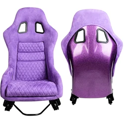 Size L Piece of Universal Fiber Glass Racing Bucket Seat, Purple Glitter Stronger Fiberglass Back w/Dual Lock Slider, Fit for Ra