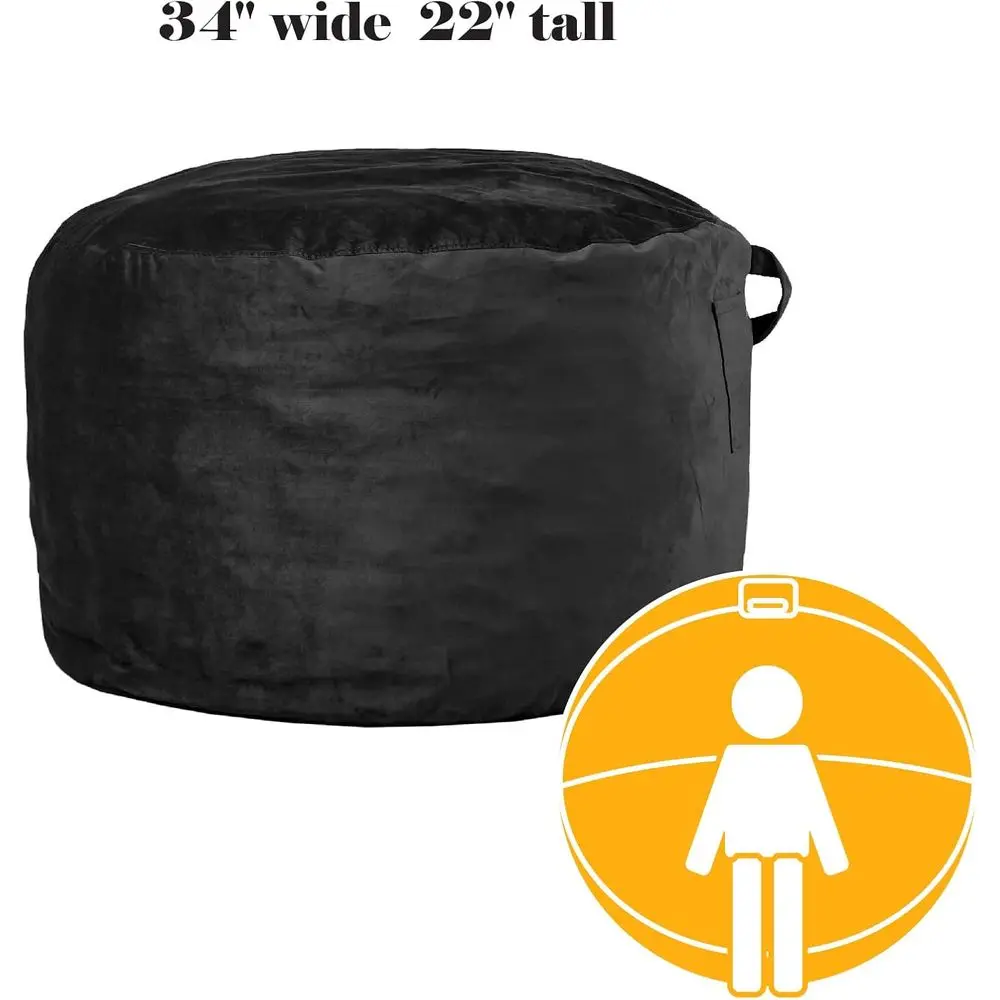 كرسي بين باج أسود قابل للغسل بطول 3 أقدام مع حشو لطلاب الجامعات والكبار #5