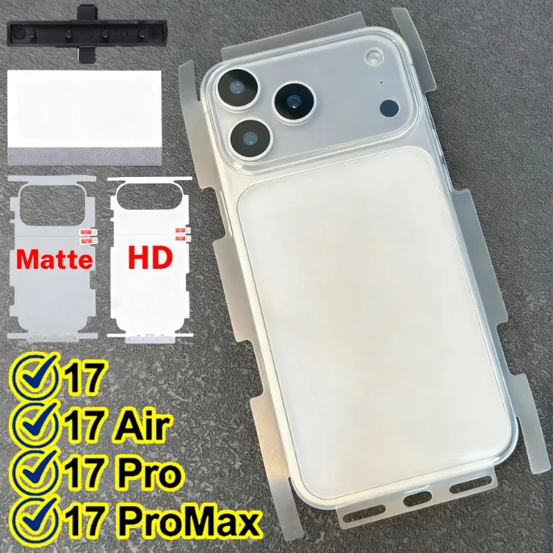 

Back+Frame Hydrogel Film for IPhone 17 17Air 17Pro Max Clear Full Protection Border Side Back Protector Soft Films Not Glass
