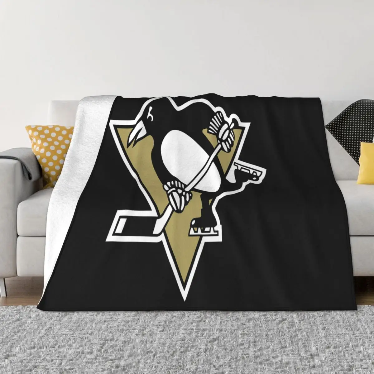 New Pittsburgh Penguin Logo Cotton Brand Style Science Cartoon Character Dj Hipster Cotton Gift Throw Blanket