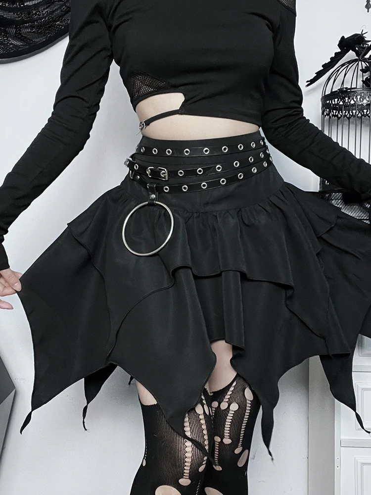 

2023 New Harajuku Gothic Irregular Skirts Women Y2k Cyberpunk High Waist Double Layer Skirt Emo Alternative Grunge Indie Clothes