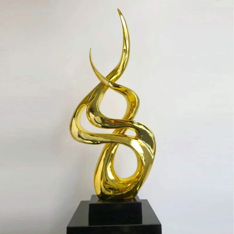 Wholesale Handmade Abstract gold Resin Interior Decoration Sculpture for Hotel