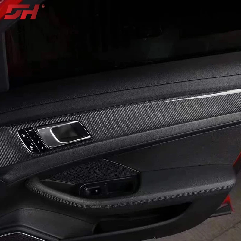 Panel Interior para puerta de coche, pegatina decorativa de fibra de carbono Real para Porsche Panamera 971, 2017-2023, accesorios interiores