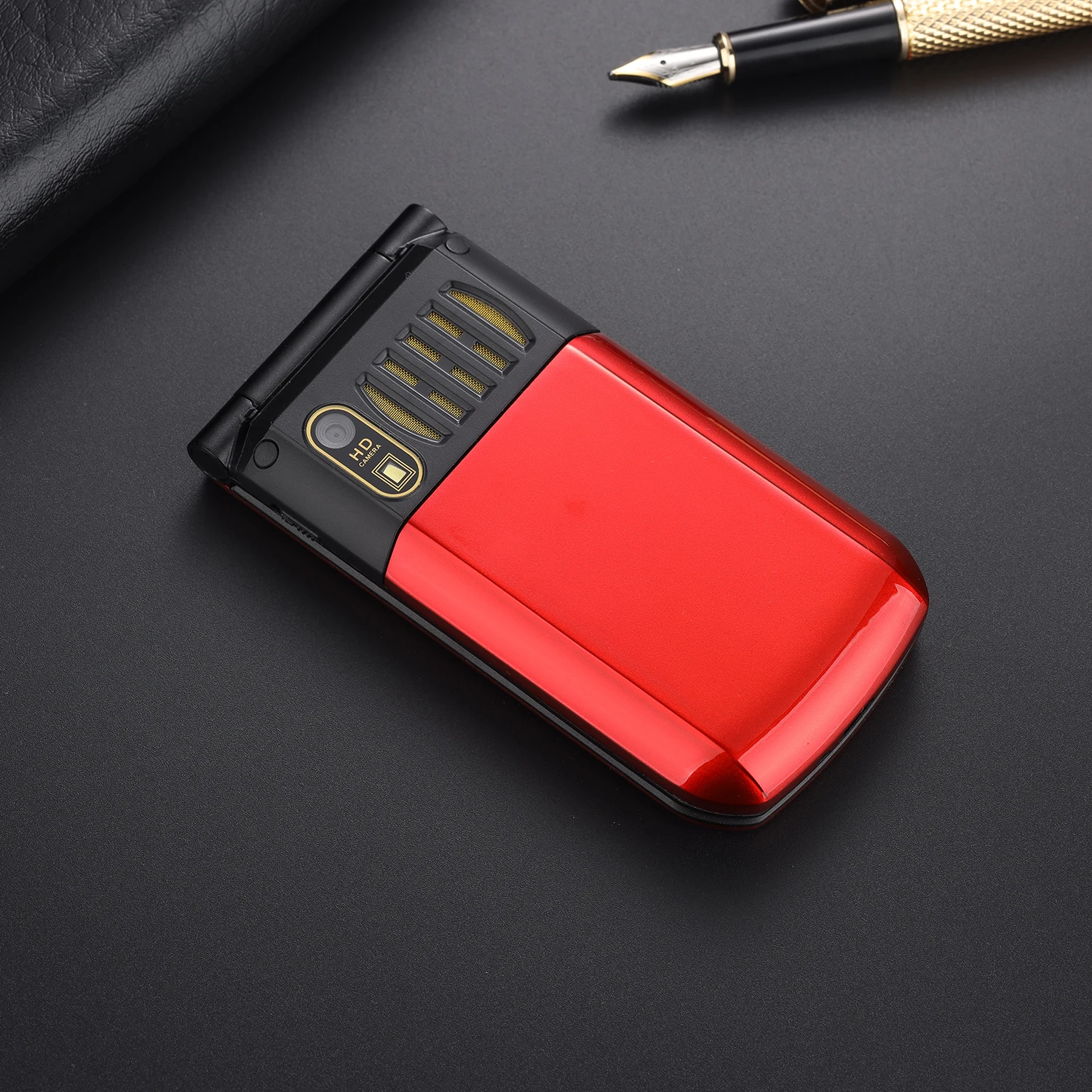 Metal Body Large Screen Flip Senior Cellphone SOS Dial Large Push Button Fast Dial Loud Sound Camera Torch Elderly Foldale Phone