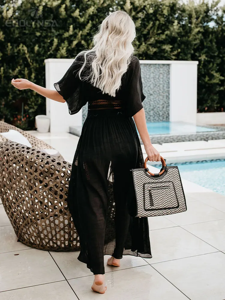 الستر لشاطئ ملابس السباحة التستر النساء ملابس السباحة طويلة قفطان الشاطئ التستر بحر صوفية فستان الشاطئ صيدا دي برايا # Q528